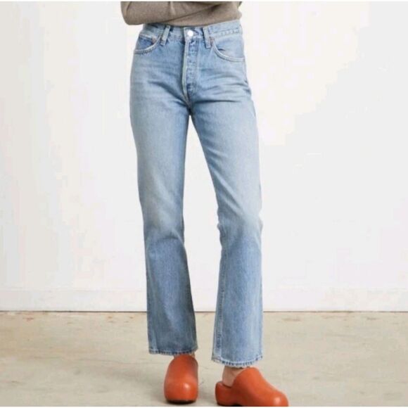 Agolde Relaxed Boot Jeans Organic Cotton Button Fly Relaxed Wireless Women sz 24 - Picture 1 of 10